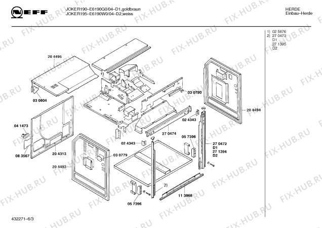 Схема №2 E6190W0 JOKER 195 с изображением Панель для духового шкафа Bosch 00273649