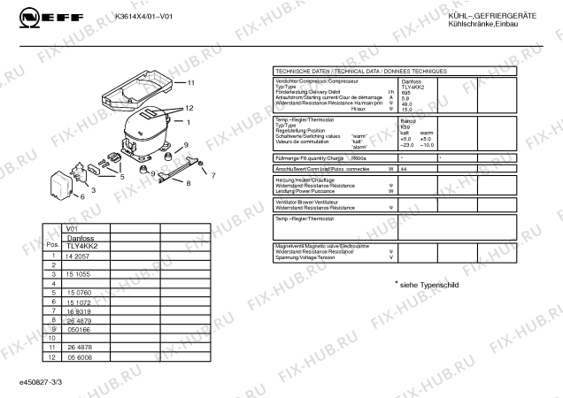 Взрыв-схема холодильника Neff K3614X4 - Схема узла 03