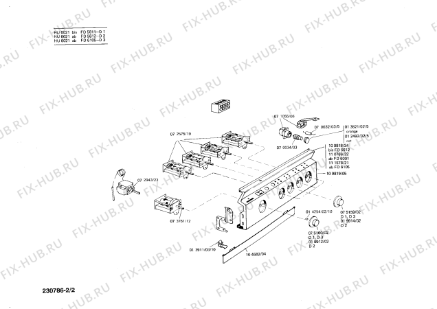 Взрыв-схема плиты (духовки) Siemens HU6021 - Схема узла 02