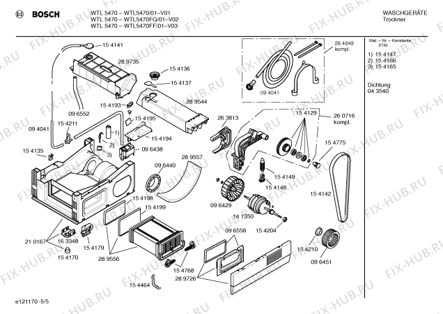 Взрыв-схема сушильной машины Bosch WTL5470FG WTL5470 - Схема узла 05