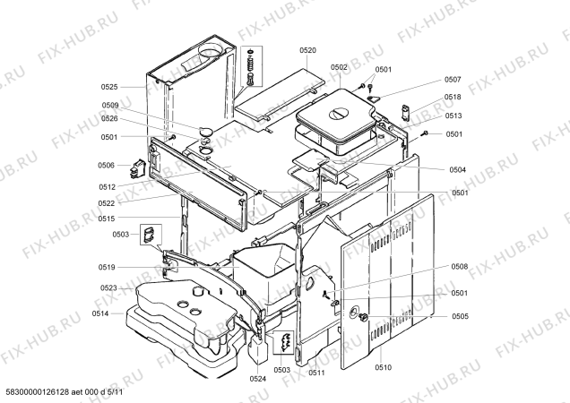 Схема №5 TK68E57UC с изображением Соединительный кабель для кофеварки (кофемашины) Siemens 00499668