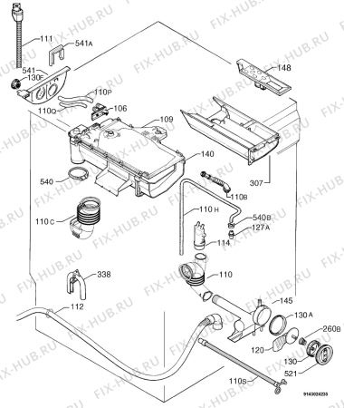 Взрыв-схема стиральной машины Rex Electrolux RJ1600VA - Схема узла Hydraulic System 272