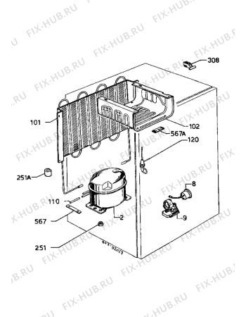 Взрыв-схема холодильника Castor CM1040T - Схема узла Cooling system 017