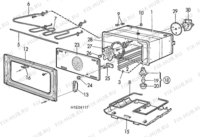 Взрыв-схема посудомоечной машины Husqvarna Electrolux QSG720 - Схема узла H10 Main Oven Cavity (large)