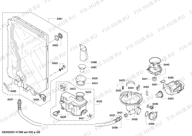Взрыв-схема посудомоечной машины Siemens SN44E200SK - Схема узла 04