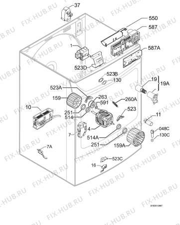 Взрыв-схема сушильной машины Privileg 019632_20674 - Схема узла Electrical equipment 268