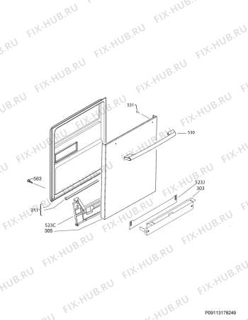 Взрыв-схема посудомоечной машины Electrolux E24ID74QPS0A - Схема узла Door 003