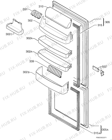 Взрыв-схема холодильника Electrolux ERF2620 - Схема узла Door 003