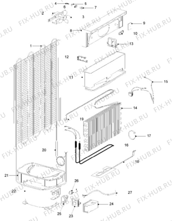 Взрыв-схема холодильника Zanussi ZFC36FF - Схема узла Cooling system 017