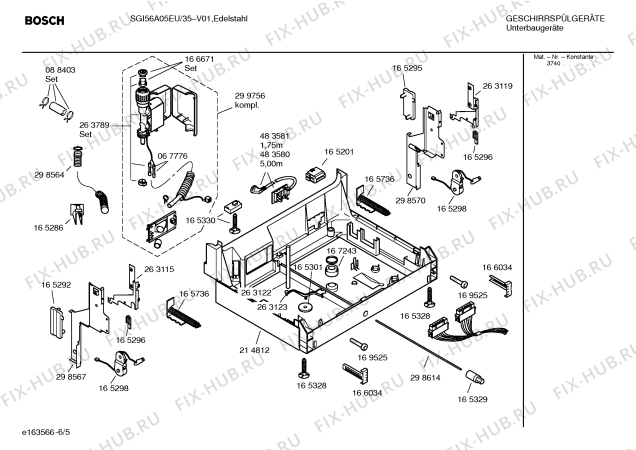 Взрыв-схема посудомоечной машины Bosch SGI56A05EU - Схема узла 05