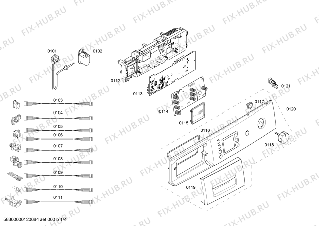 Схема №1 WAE24470EP с изображением Панель управления для стиралки Bosch 00663071