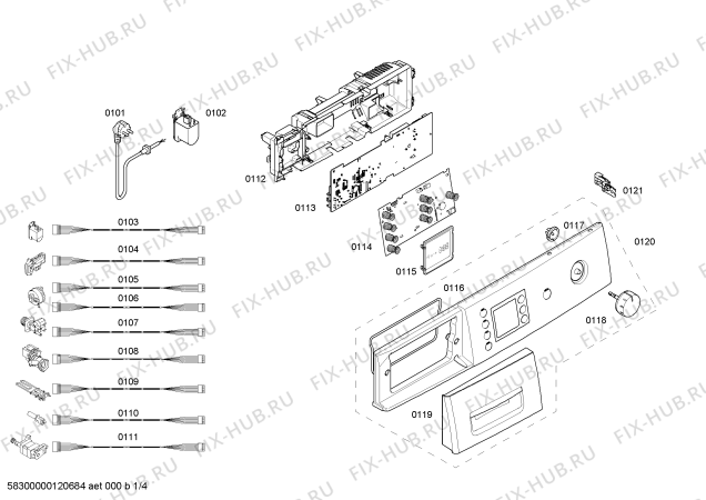 Схема №1 WAE20460EP с изображением Панель управления для стиралки Bosch 00669653