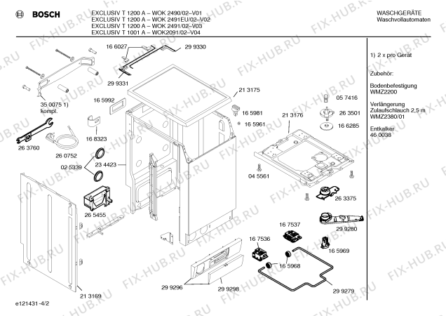Взрыв-схема стиральной машины Bosch WOK2490 EXCLUSIV T1200A - Схема узла 02