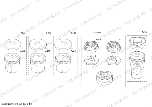 Взрыв-схема кухонного комбайна Bosch MUM54211 - Схема узла 04
