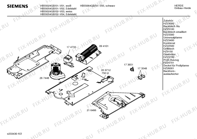 Схема №3 HB55054GB с изображением Инструкция по эксплуатации для плиты (духовки) Siemens 00526768