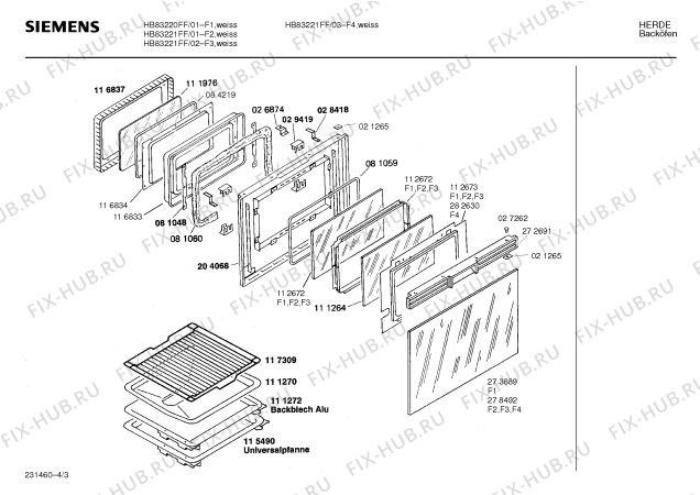 Схема №3 HB83020FF с изображением Планка для духового шкафа Siemens 00272690