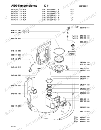 Схема №1 FAV 577 SGA с изображением Уплотнение для электропосудомоечной машины Aeg 8996464033142