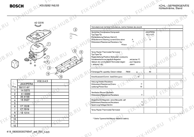 Взрыв-схема холодильника Bosch KSU32621NE - Схема узла 03