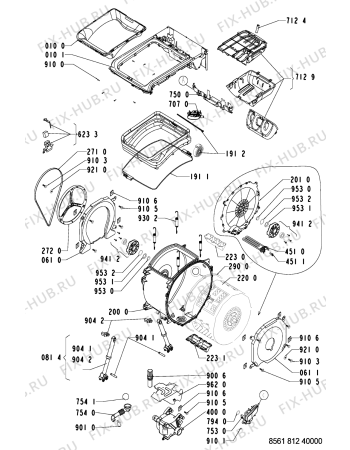 Взрыв-схема стиральной машины Whirlpool AWT 8128 - Схема узла