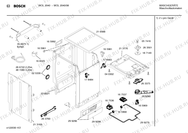 Схема №1 WOL2040 с изображением Инструкция по эксплуатации для стиральной машины Bosch 00580392