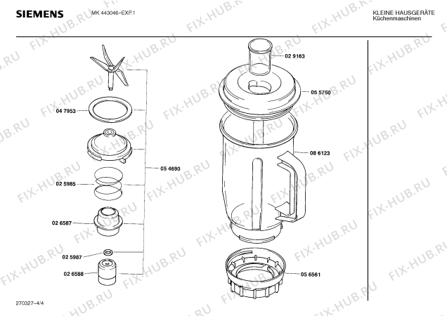 Взрыв-схема кухонного комбайна Siemens MK443046 - Схема узла 04