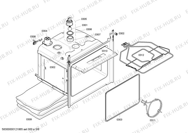 Взрыв-схема плиты (духовки) Bosch HBN134550B - Схема узла 03