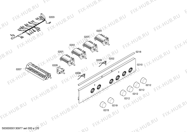 Схема №2 HSN421120 с изображением Кабель для плиты (духовки) Bosch 00645742