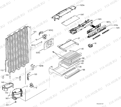 Взрыв-схема холодильника Aeg Electrolux A75279GA3 - Схема узла Cooling system 017