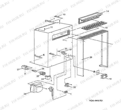 Взрыв-схема холодильника Electrolux RE1400F - Схема узла Housing 001