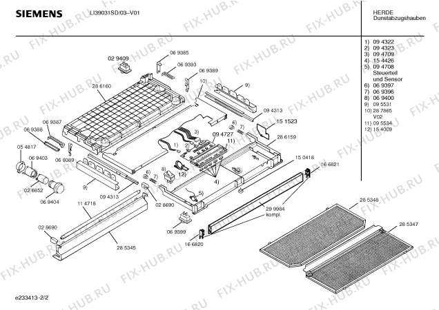 Взрыв-схема вытяжки Siemens LI39031SD - Схема узла 02