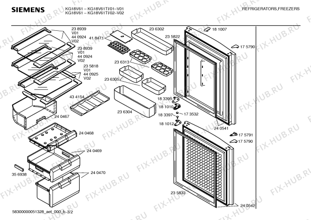 Схема №2 KG18V65TI с изображением Дверь для холодильной камеры Siemens 00240541
