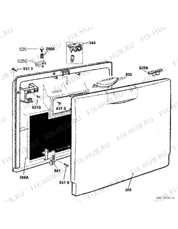 Схема №2 F57202S0 с изображением Дверь для электропосудомоечной машины Aeg 140000300065