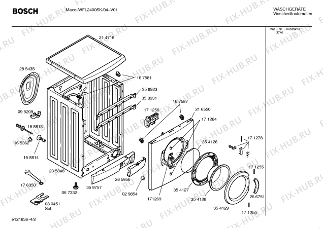Схема №2 WFL2400SK WFL2400 с изображением Инструкция по установке и эксплуатации для стиральной машины Bosch 00527359