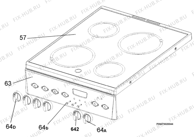 Взрыв-схема плиты (духовки) Electrolux EKV5602X - Схема узла Section 4