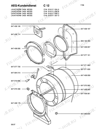 Взрыв-схема стиральной машины Aeg LTH3400-WEU - Схема узла Drum