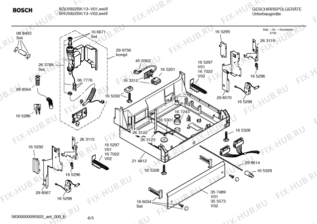 Взрыв-схема посудомоечной машины Bosch SGU5922SK Mixx - Схема узла 05