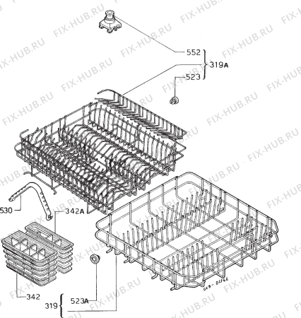 Взрыв-схема посудомоечной машины Rex SP860N - Схема узла Basket 160
