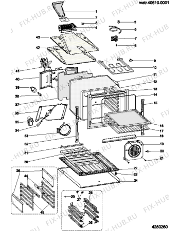 Взрыв-схема плиты (духовки) Indesit I6VMH2AXNL (F155452) - Схема узла