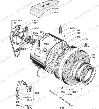 Взрыв-схема стиральной машины Zanussi FJ1023/A - Схема узла Functional parts 267