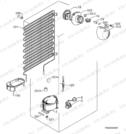 Взрыв-схема холодильника Zanussi ZD29/9D4 - Схема узла Cooling system 017