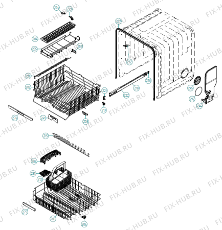 Взрыв-схема посудомоечной машины Asko D5435 NO   -Stainless (354388, DW90.1) - Схема узла 02