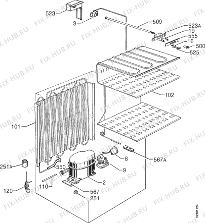 Взрыв-схема холодильника Zanussi ZVF45R - Схема узла Cooling system 017