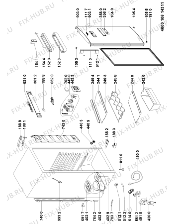 Взрыв-схема холодильника Whirlpool WMES 3799 DFC IX - Схема узла