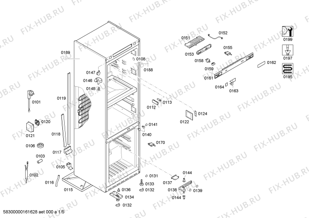 Схема №3 K5661X2 с изображением Дверь морозильной камеры для холодильника Bosch 00687989