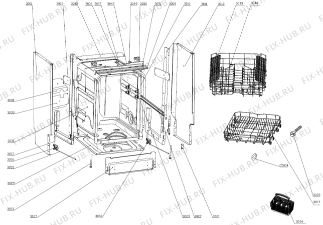 Взрыв-схема посудомоечной машины Gorenje GV60110UK (458259, WQP12-9338C) - Схема узла 03