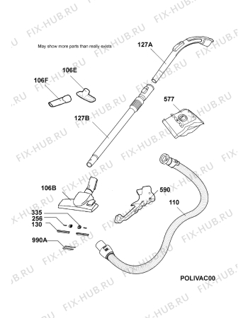 Взрыв-схема пылесоса Electrolux ZE2255C - Схема узла Accessories