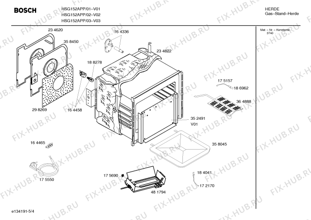 Схема №2 HSG152APP Bosch с изображением Инструкция по эксплуатации для плиты (духовки) Bosch 00580029