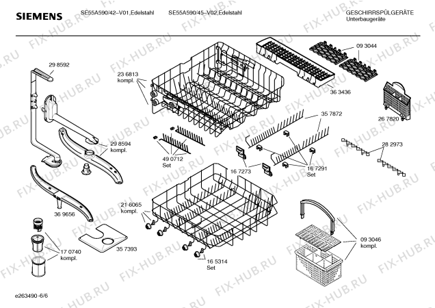 Взрыв-схема посудомоечной машины Siemens SE55A590EU - Схема узла 06