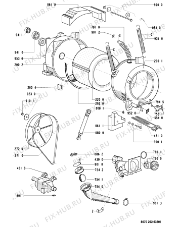 Схема №2 AWM 292 с изображением Обшивка для стиралки Whirlpool 481945319926