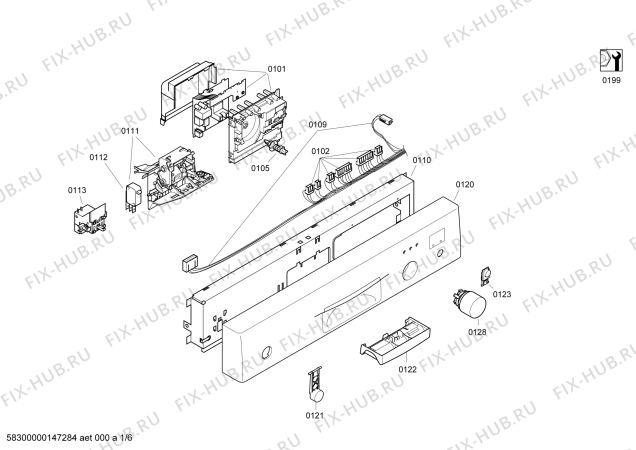 Схема №2 SGS45C12GB с изображением Панель управления для посудомоечной машины Bosch 00700097